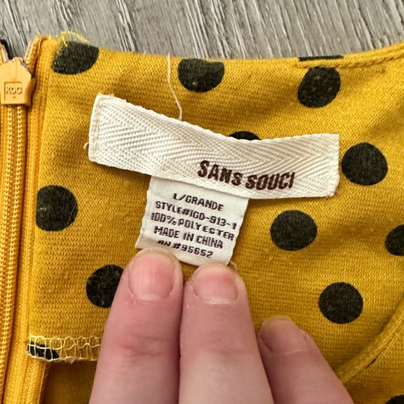 Sans Souci Yellow Polka Dot Mini Dress Size L - Picture 2 of 3